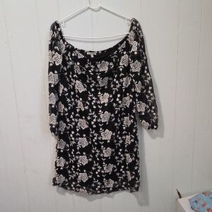 Charlotte Russe Black Dress with White Floral Accents With Lace